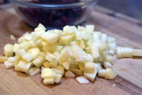 diced-apples diced apples Cranberry Apple Muffins