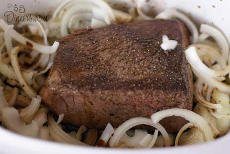beef-roast-with-carmelized- beef roast with carmelized Slow Cooker Beef Roast with Balsamic Onions $5 Dinner Challenge