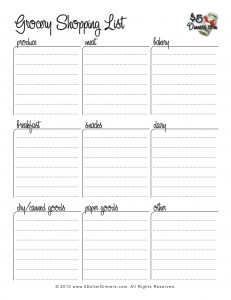 grocery list 231x300 FREE Grocery List Printables