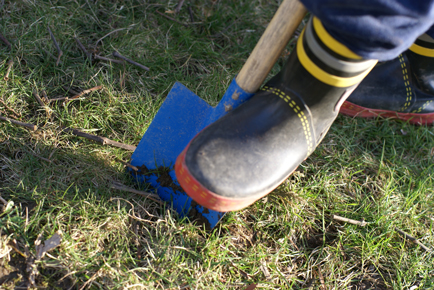 son-digging son digging Square Foot Gardening Opening the Garden