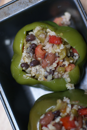 stuffed peppers filling Double Bean Stuffed Green Peppers