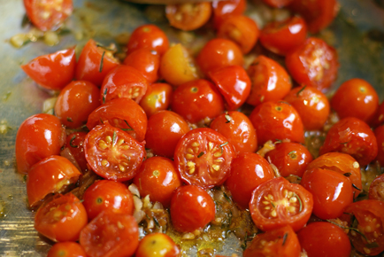 sweating-tomatoes sweating tomatoes Simple Pasta with Sauteed Tomatoes $5 Dinner Challenge