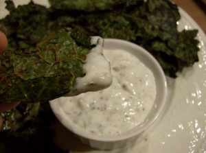 kale chip and dip 640x477 300x223 Aleas Spicy Kale Chips and Yogurt Dip