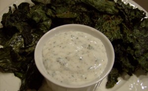 spicy kale chips and yogurt dip 640x397 300x186 Aleas Spicy Kale Chips and Yogurt Dip