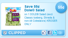 Dole Coupon Dole Coupon $.55/1 Dole Salad Mix, Kroger Only