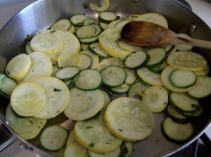 Aleas Vegetable Lasagna with Spinach Noodles precooking squash for Vegetable Lasagna 640x477 300x223 Aleas Vegetable Lasagna with Spinach Noodles