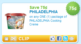 cooking creme coupon $.75/1 Philadelphia Cooking Creme Coupon