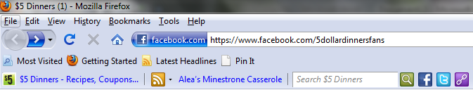 toolbar image Download the $5 Dinners Toolbar   Its FREE and Takes Seconds!