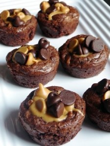 pbbrownies 225x300 Peanut Butter Brownie Cups  Sweet Fall Treat