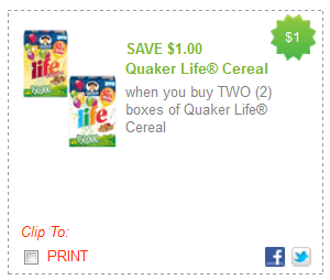printable coupon quaker life cereal printable coupon quaker life cereal Quaker Life Cereal, Frigo Cheese, Ozarka and More Printable Coupons