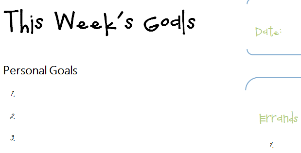 goals grab goals grab 2012 Goals Personal & Parenting (Plus FREE Weekly Goals Sheet!)