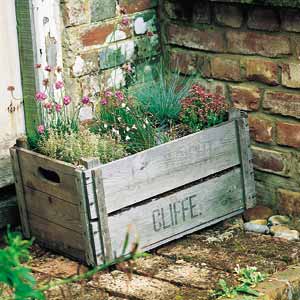 herb garden wooden crate Upcycle Wooden Crate   Herb Garden