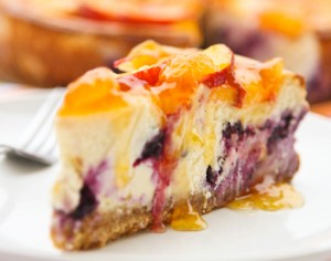 peach cheesecake 300x236 Peach Topped Blueberry Cheesecake  Sweet Spring Treat