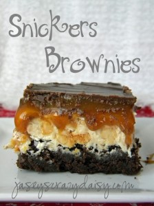 snicker brownies 224x300 Snickers Brownies  Sweet Summer Treat