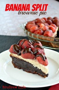 browniepie 198x300 Banana Split Brownie Pie  Sweet Summer Treat