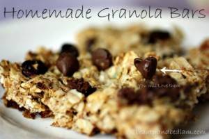 granolabars 300x200 Chocolate Chip Peanut Butter Granola Bars  Lunchbox Inspiration