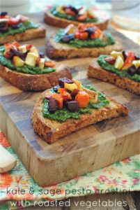 crostini 201x300 Kale and Sage Pesto Crostini  Lunchbox Inspiration