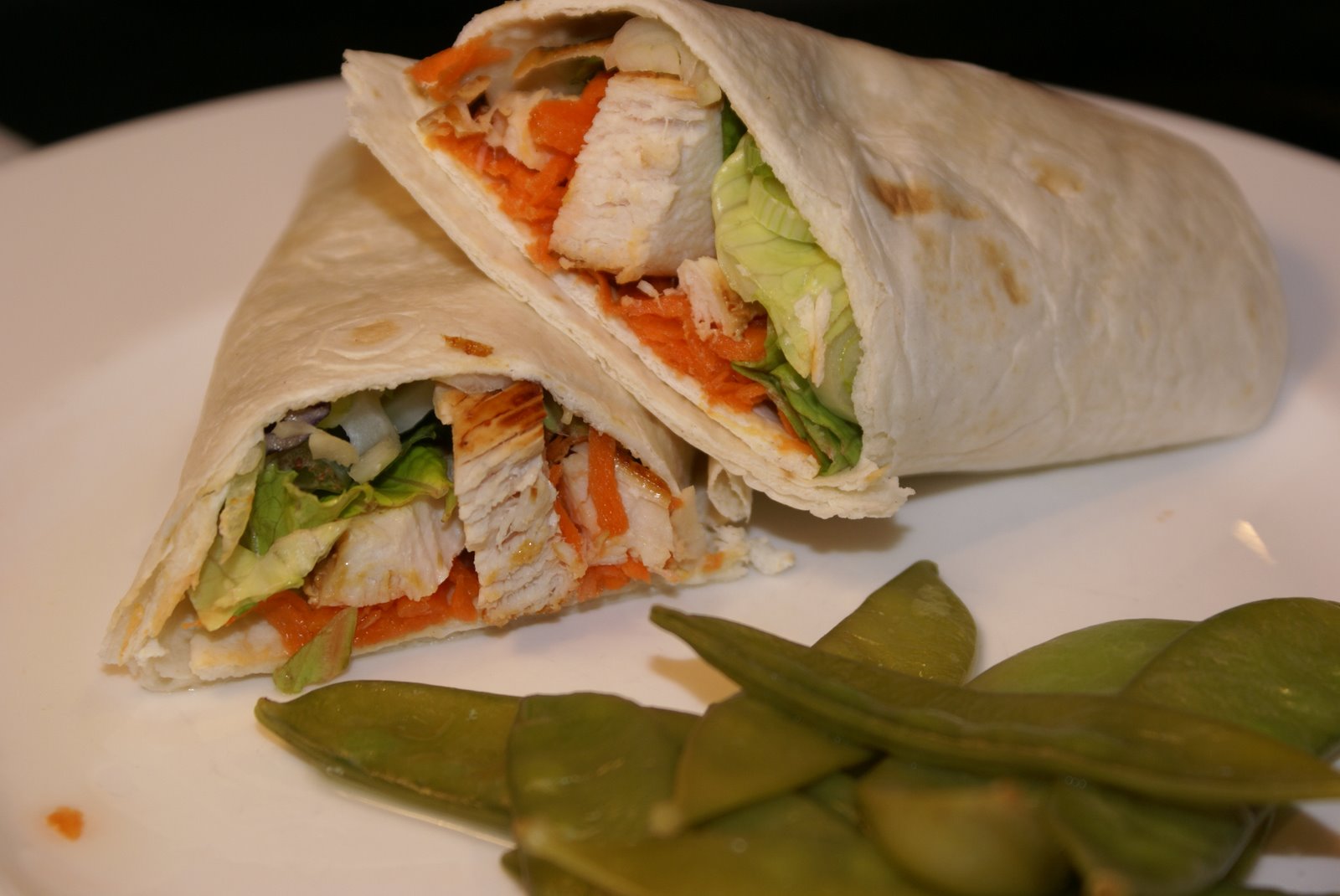 Asian Chicken Wraps with Steamed Snap Peas