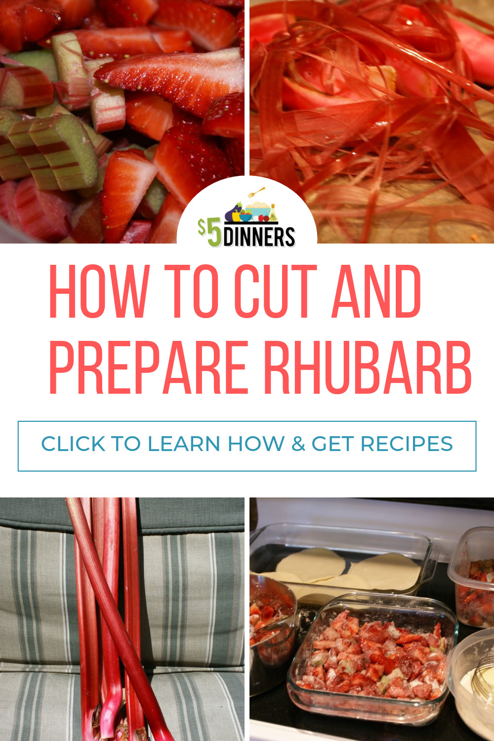 How to Cut and Prepare Rhubarb for Cooking and Freezing on $5 Dinners