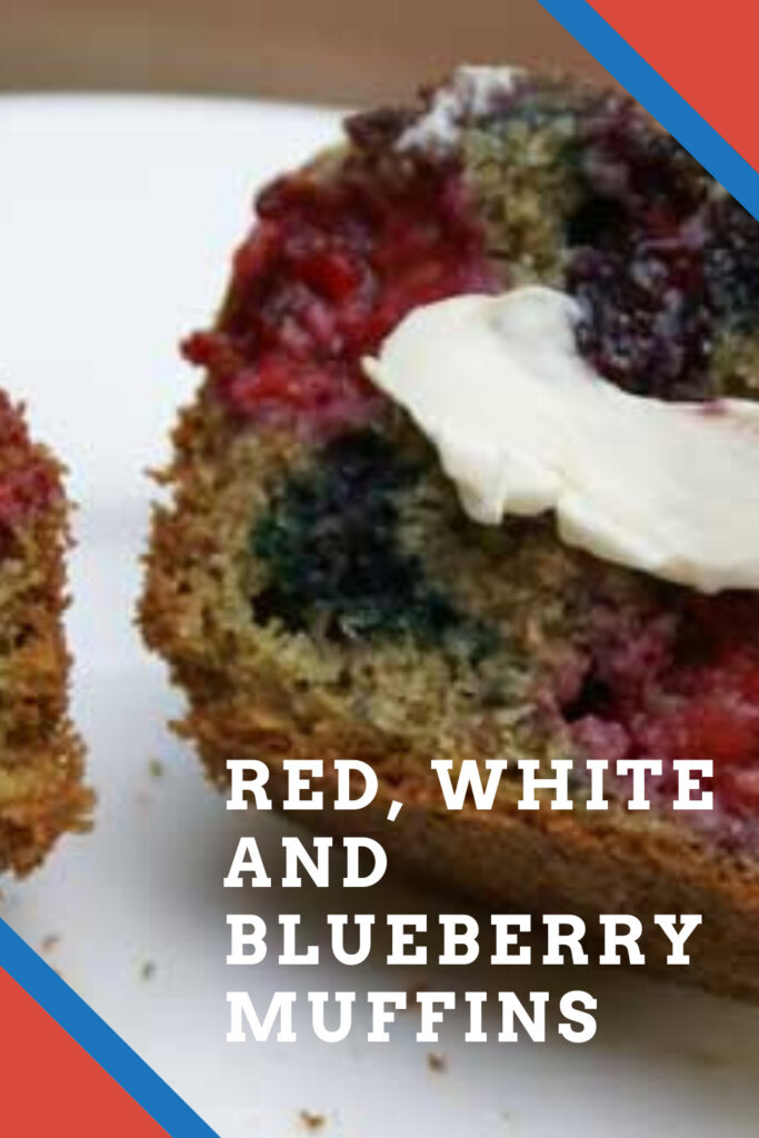 red white blueberry muffins