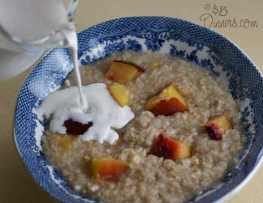Peaches and Cream Oatmeal 5 Dinners