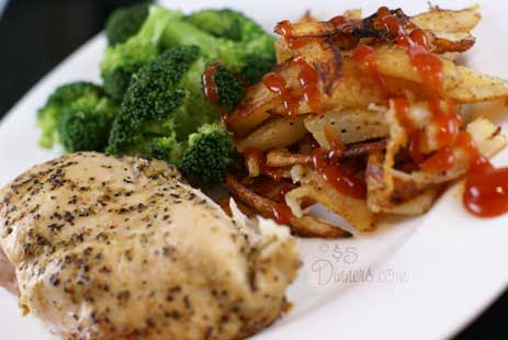 lemon pepper chicken with chili french fries