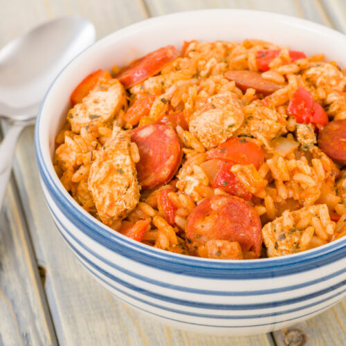Sausage Jambalaya with Salad 5 Dinners Budget Recipes, Meal Plans