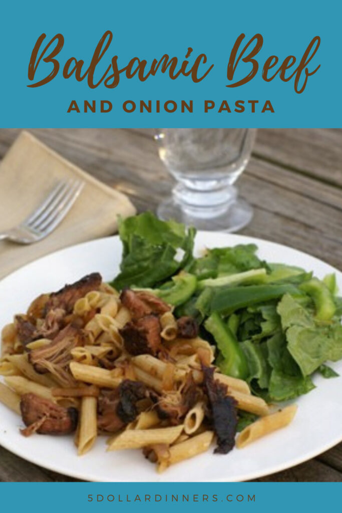 balsamic beef and onion pasta