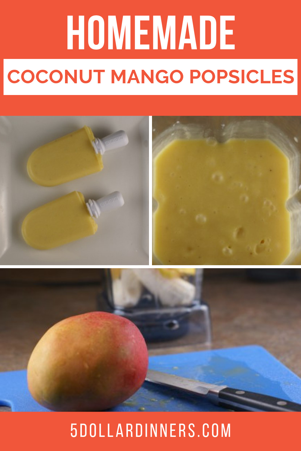 How to Make Homemade Coconut Mango Popsicles (Dairy Free)