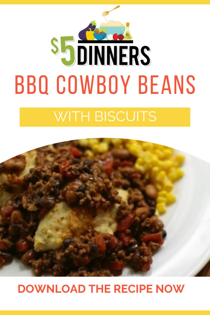 bbq cowboy beans with biscuits