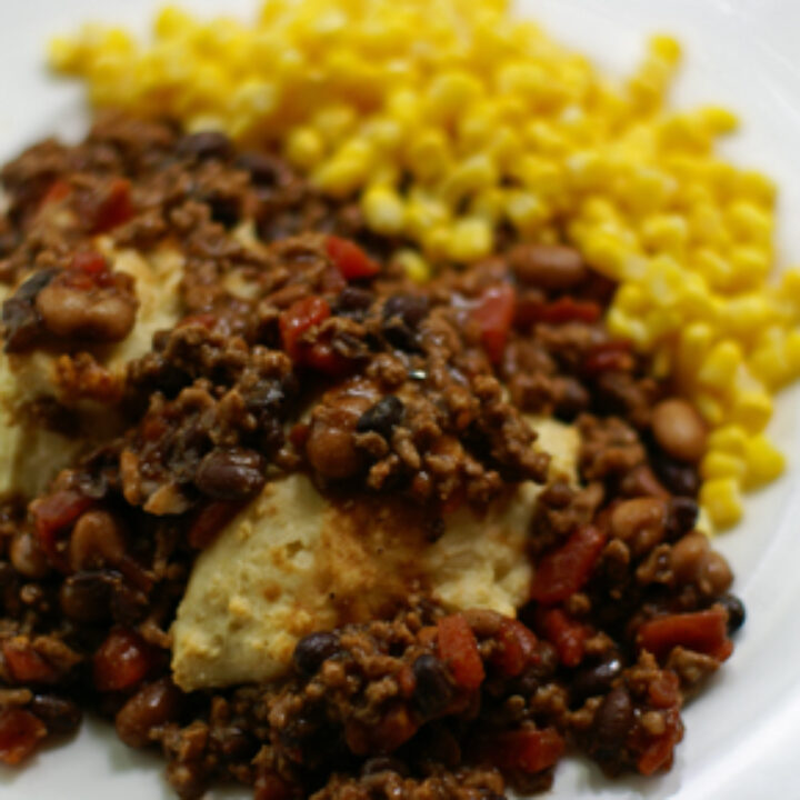 BBQ Cowboy Beans with Biscuits 5 Dinners