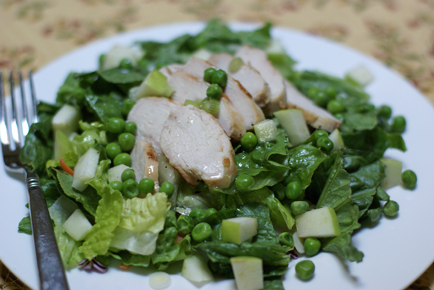 all green salad with grileld chicken