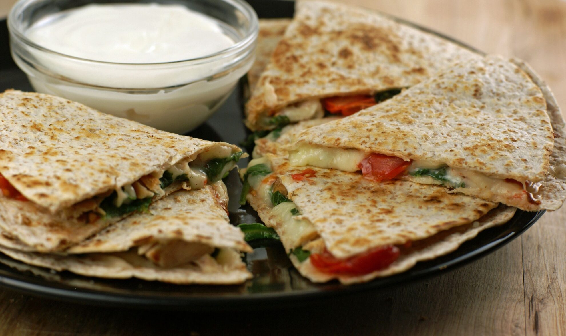 Chicken and Spinach Queso Quesadillas from 5DollarDinners.com