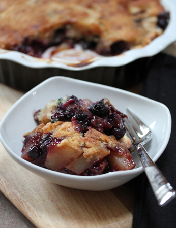 gingered pear and blueberry cobbler