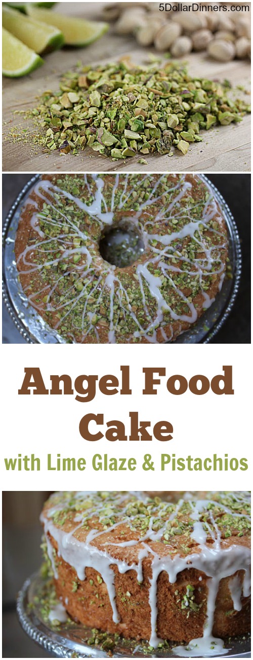 Angel Food Cake with Lime Glaze and Pistachios | 5DollarDinners.com