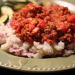 goulash on red potatoes