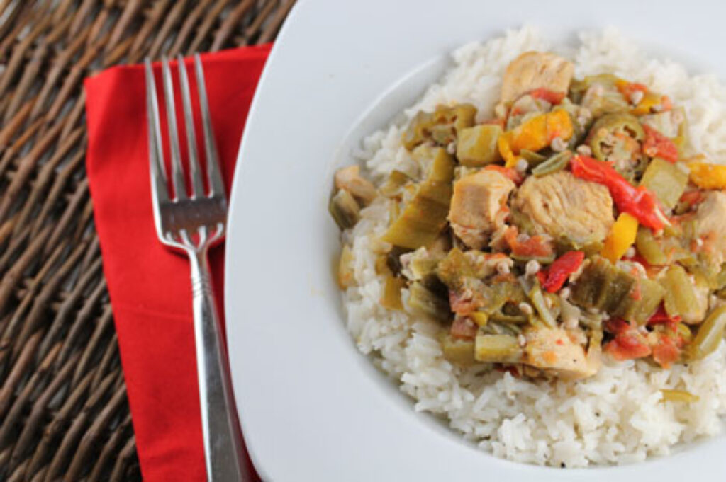 Smothered Okra with Chicken and Rice 5 Dinners