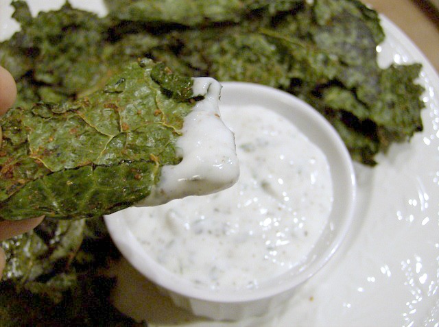 Spicy Kale Chips and Yogurt Dip from 5DollarDinners.com