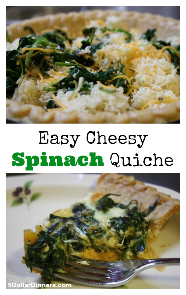 Easy Cheesy Spinach Quiche from 5DollarDinners.com