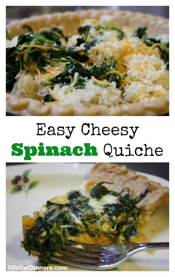 Easy Cheesy Spinach Quiche from 5DollarDinners.com