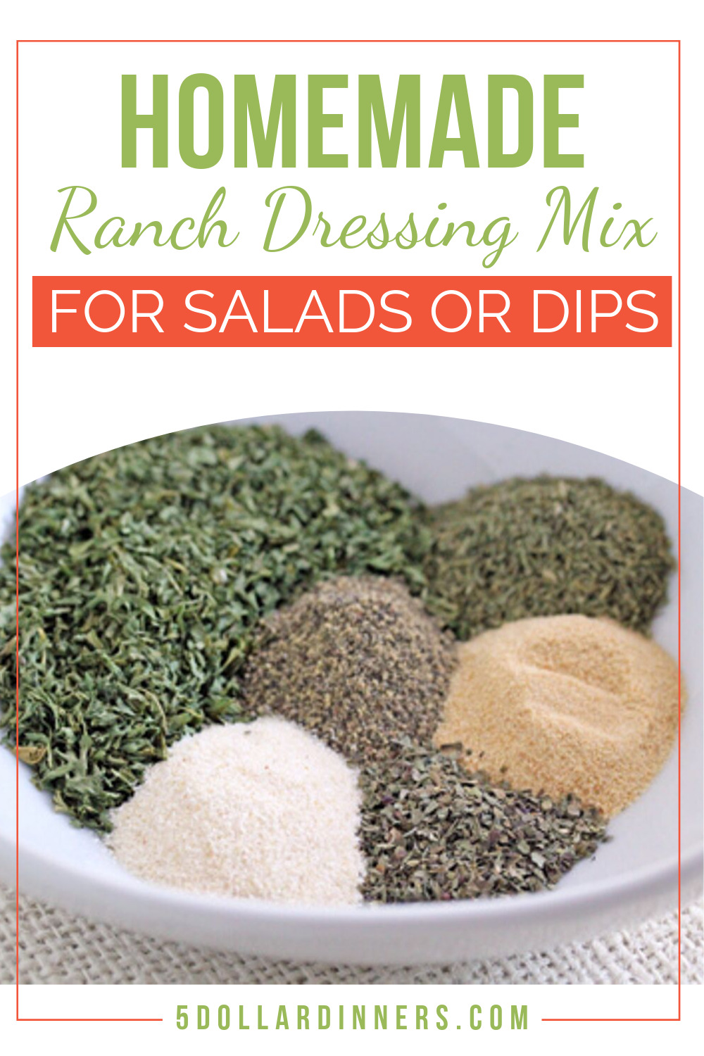 Easy Homemade Ranch Dressing on $5 Dinners