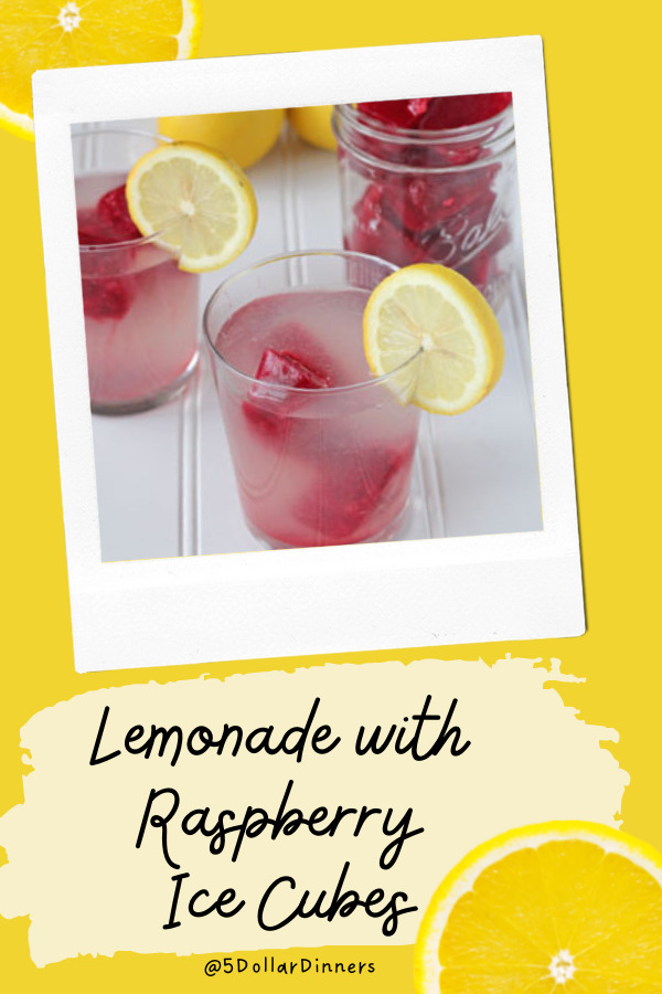 homemade lemonade with raspberry flavored ice cubes