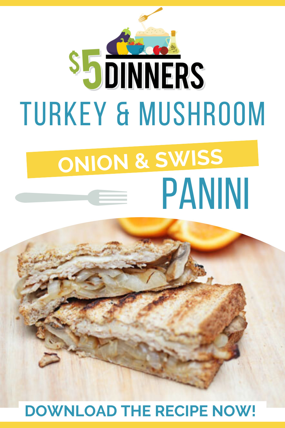 turkey mushroom onion and swiss panini