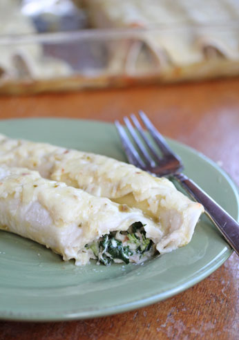 Creamy Chicken & Spinach Enchiladas | 5DollarDinners.com