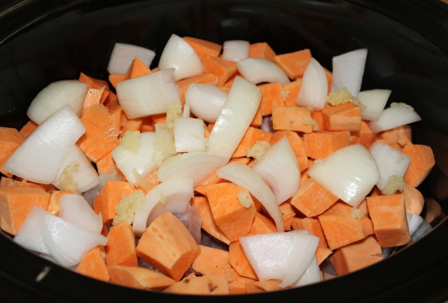 Slow Cooker Pork Chops and Sauerkraut with Sweet Potatoes | 5DollarDinners.com