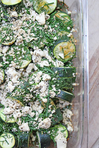 roasted zucchini with herbs and feta