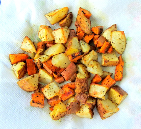 roasted potato chunks