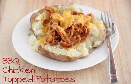 bbq chicken topped potatoes