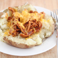 bbq chicken topped potatoes