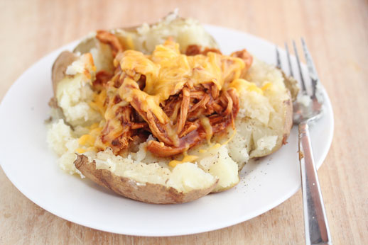 bbq chicken topped potatoes